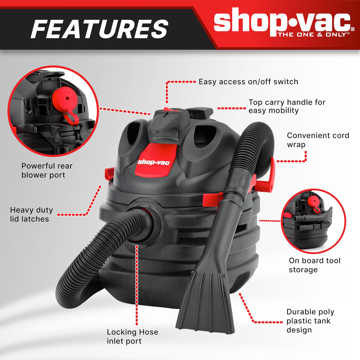 5 Gallon 6.0 Peak HP Portable Wet/Dry Vacuum S460889