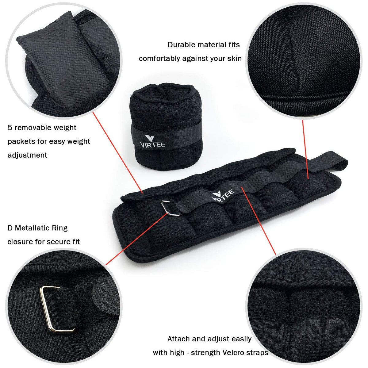 Adjustable Ankle Weights 1-3 Lbs Pair G3777