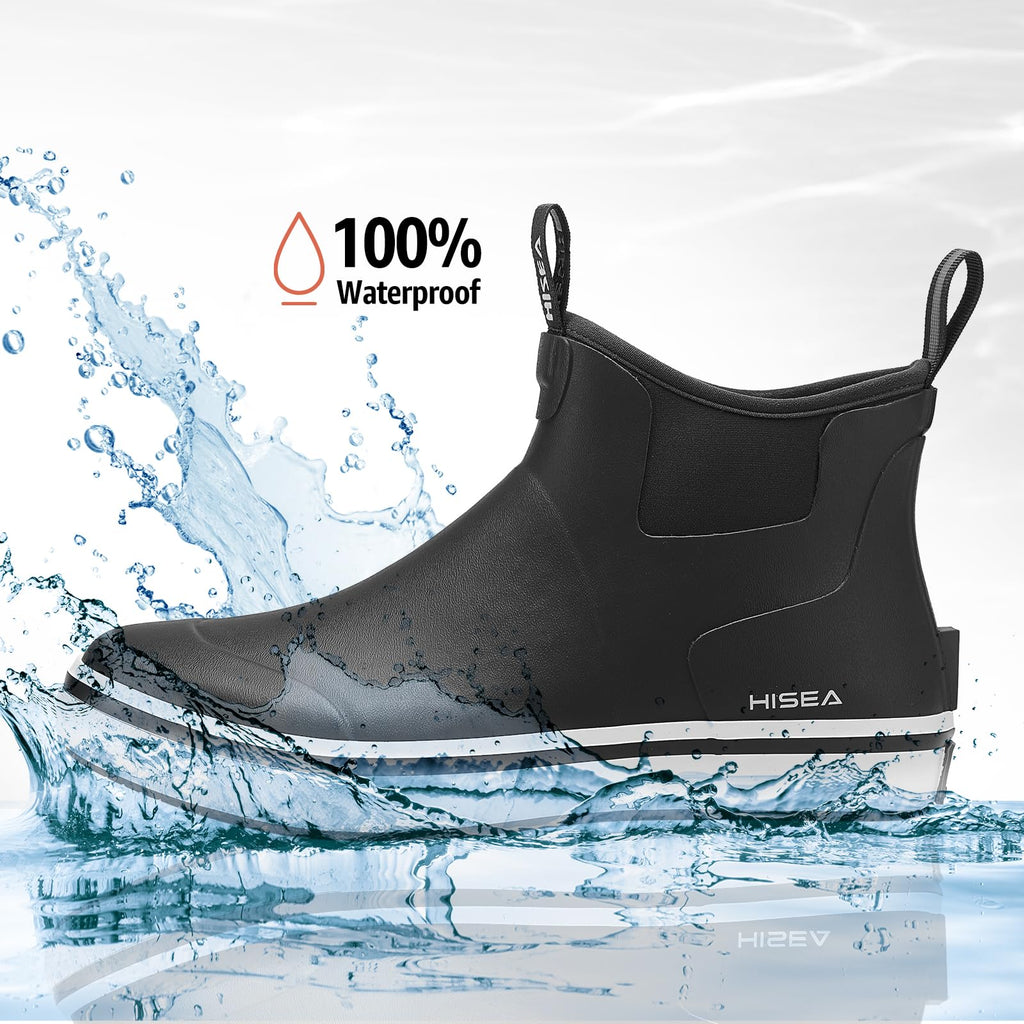 Men's Waterproof Rubber Neoprene Ankle Deck Boots J475189