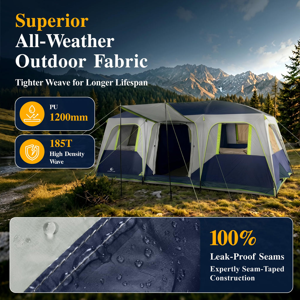 12 Person 3 Room Camping Tent with Rainfly I991