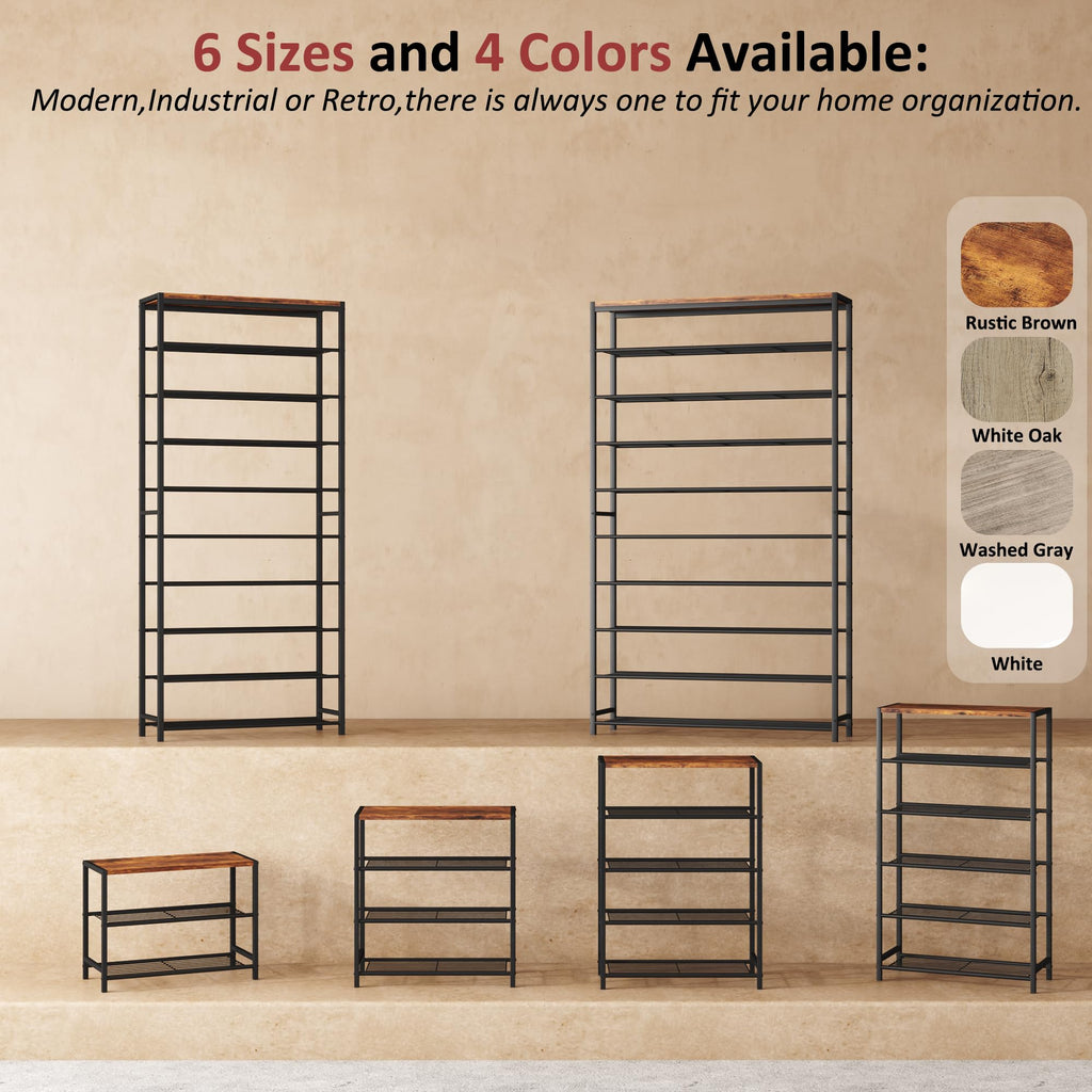 3-Tier Narrow Shoe Rack with Metal Shelves E6804