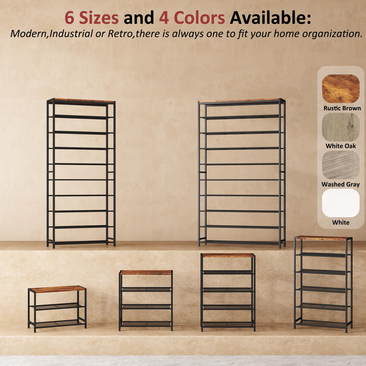 3-Tier Narrow Shoe Rack with Metal Shelves E6804