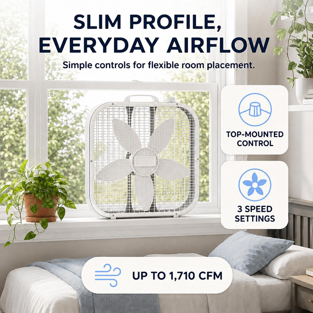 20 Inch 3-Speed White Box Fan X34701
