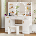 White Vanity Desk with Mirror and Lights C1753