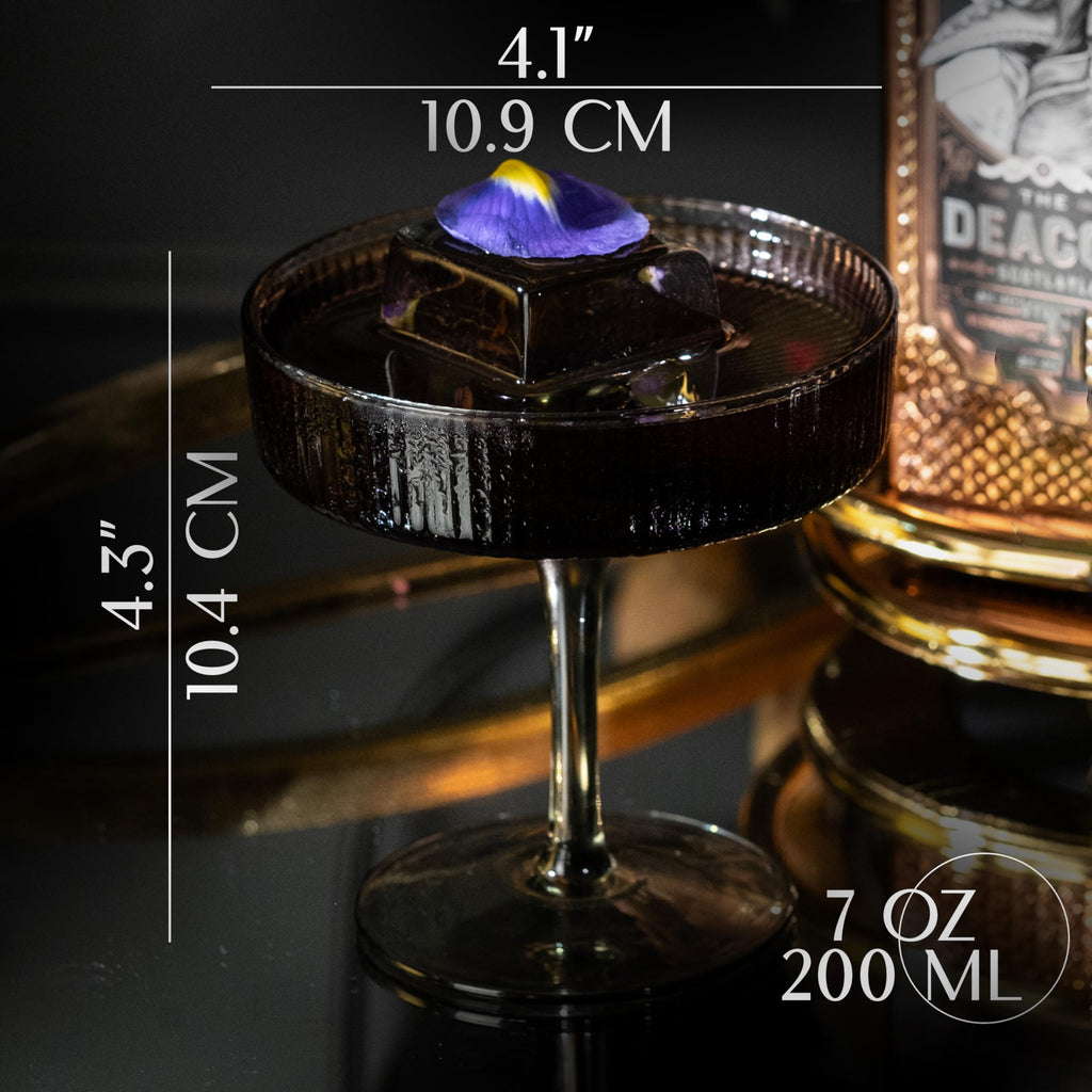 Smoke Black Coupe Glasses Set of 4 D6169