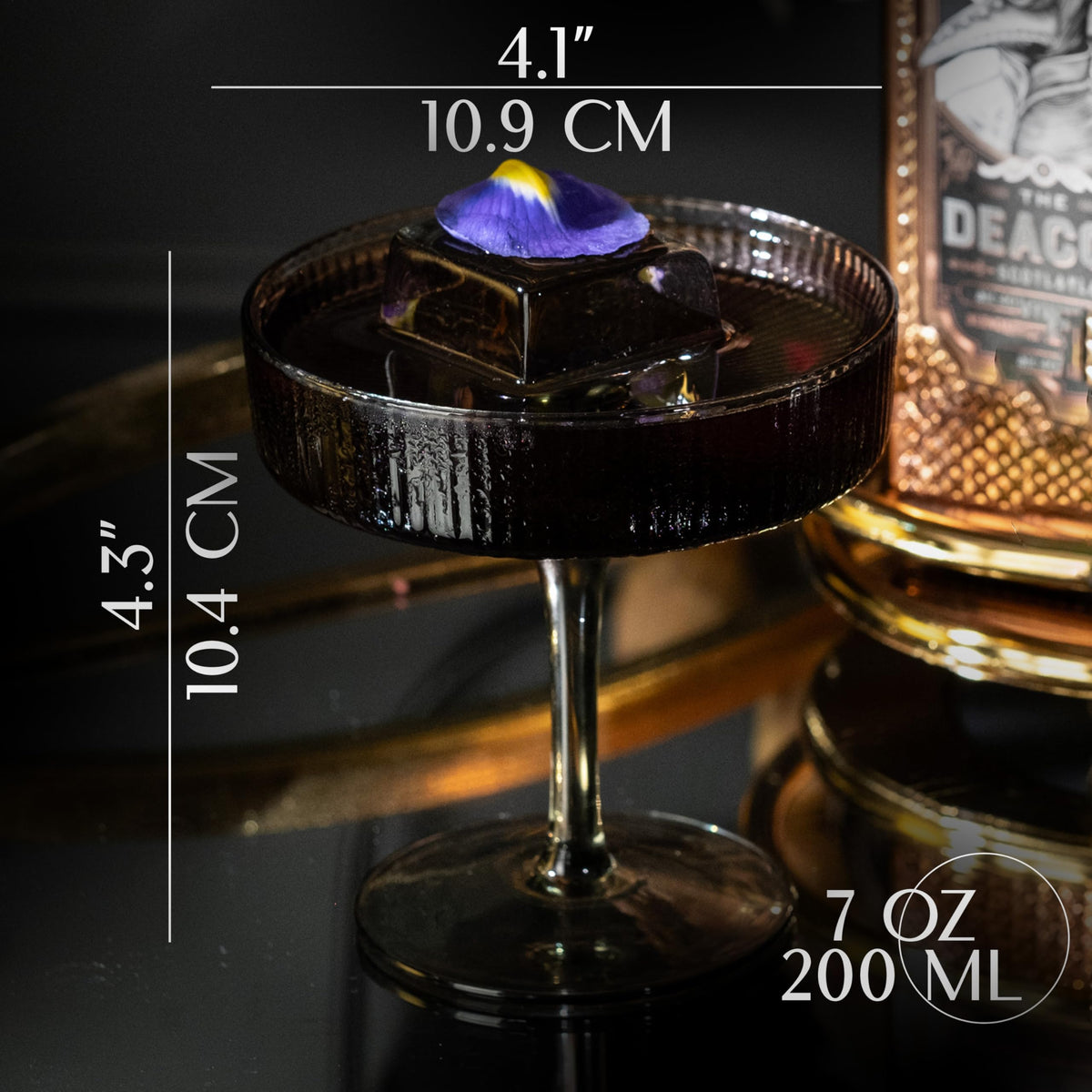 Smoke Black Coupe Glasses Set of 4 D6169