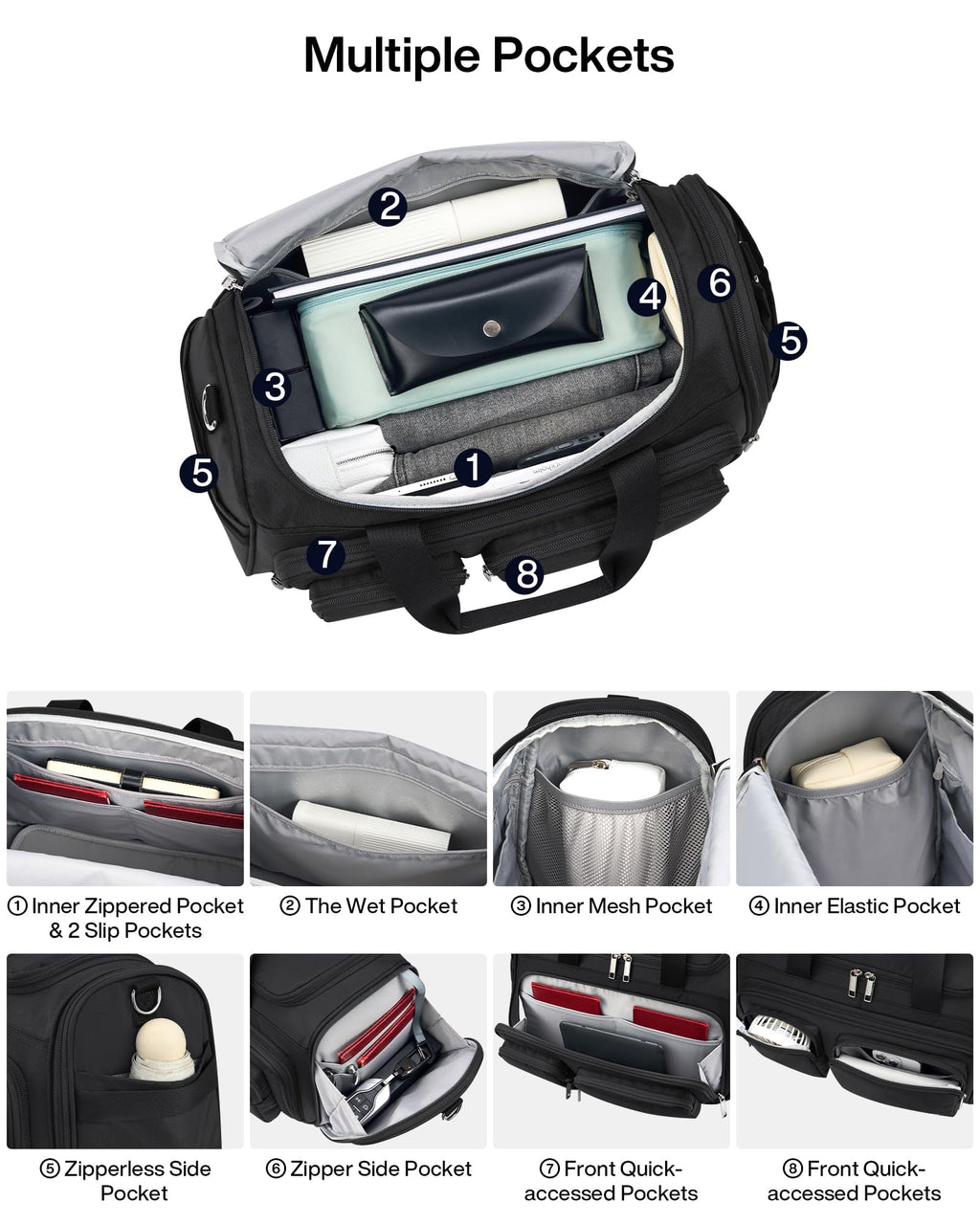 Lightweight Foldable Underseat Carry On Luggage Black B30212