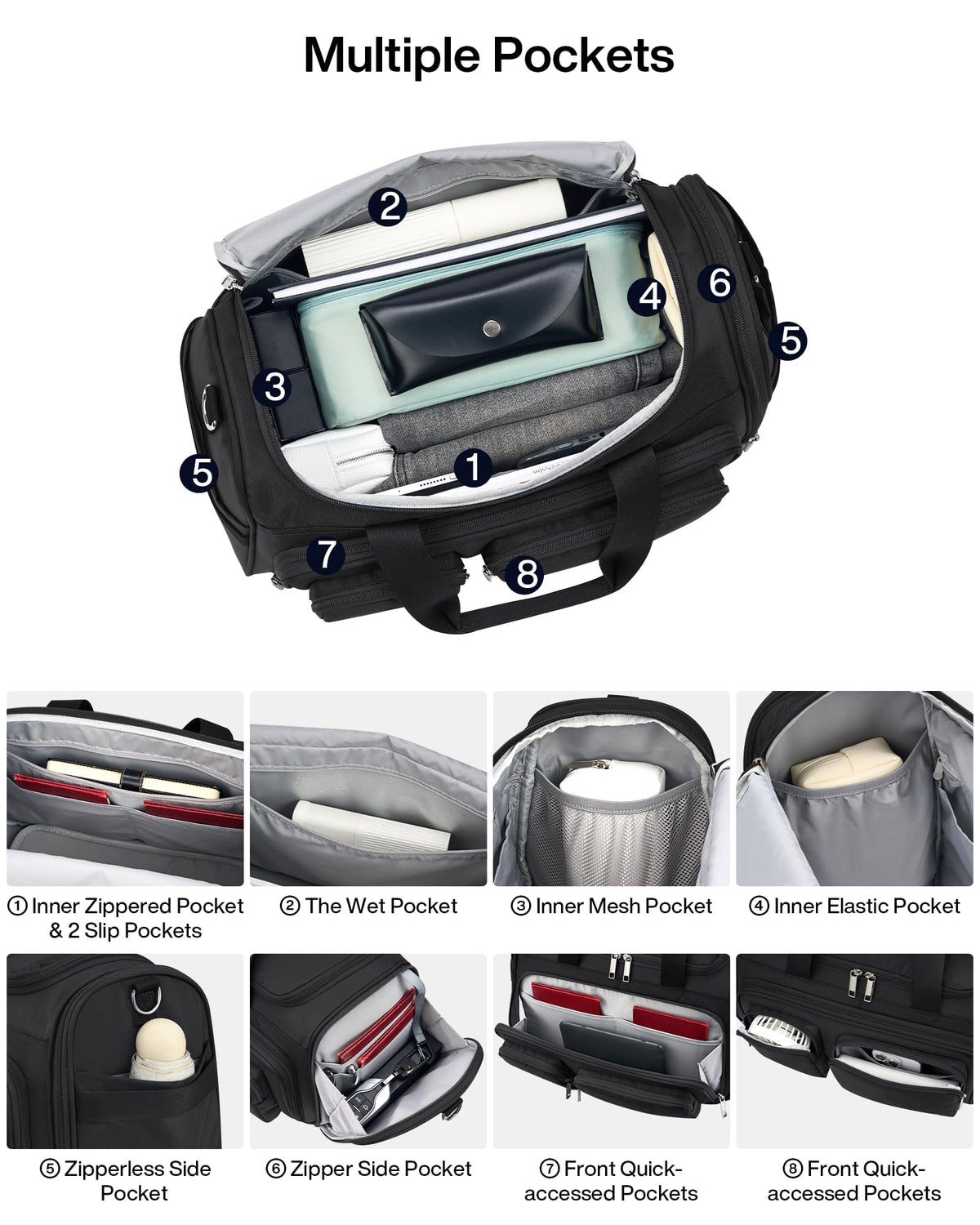 Lightweight Foldable Underseat Carry On Luggage Black B30212