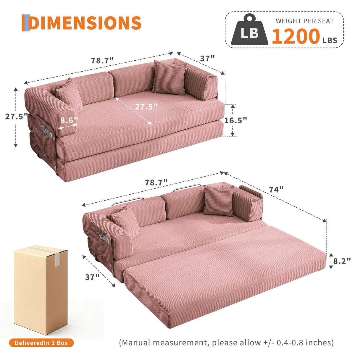 5-in-1 Convertible Sleeper Sofa Bed Z248464