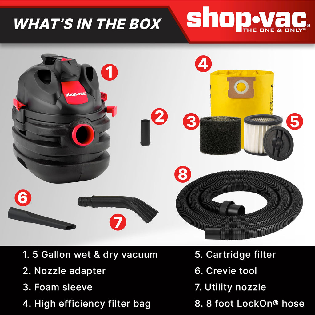 5 Gallon 6.0 Peak HP Portable Wet/Dry Vacuum S460889