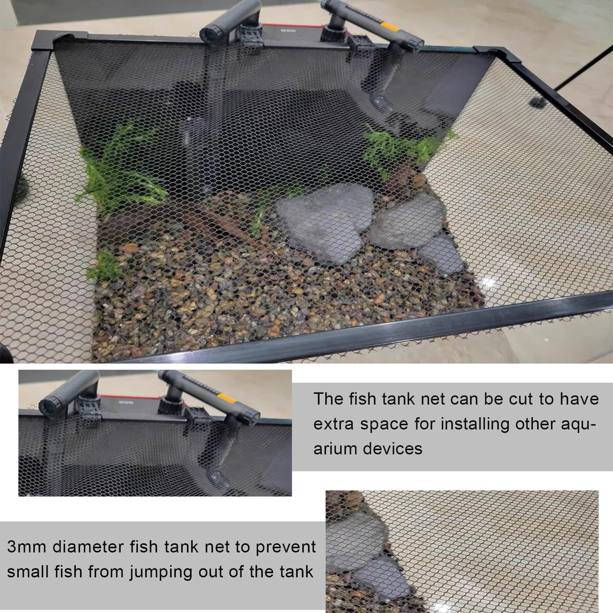 Magnetic Aquarium Lid Fish Tank Hood Cover Anti-Jumping Net O49898