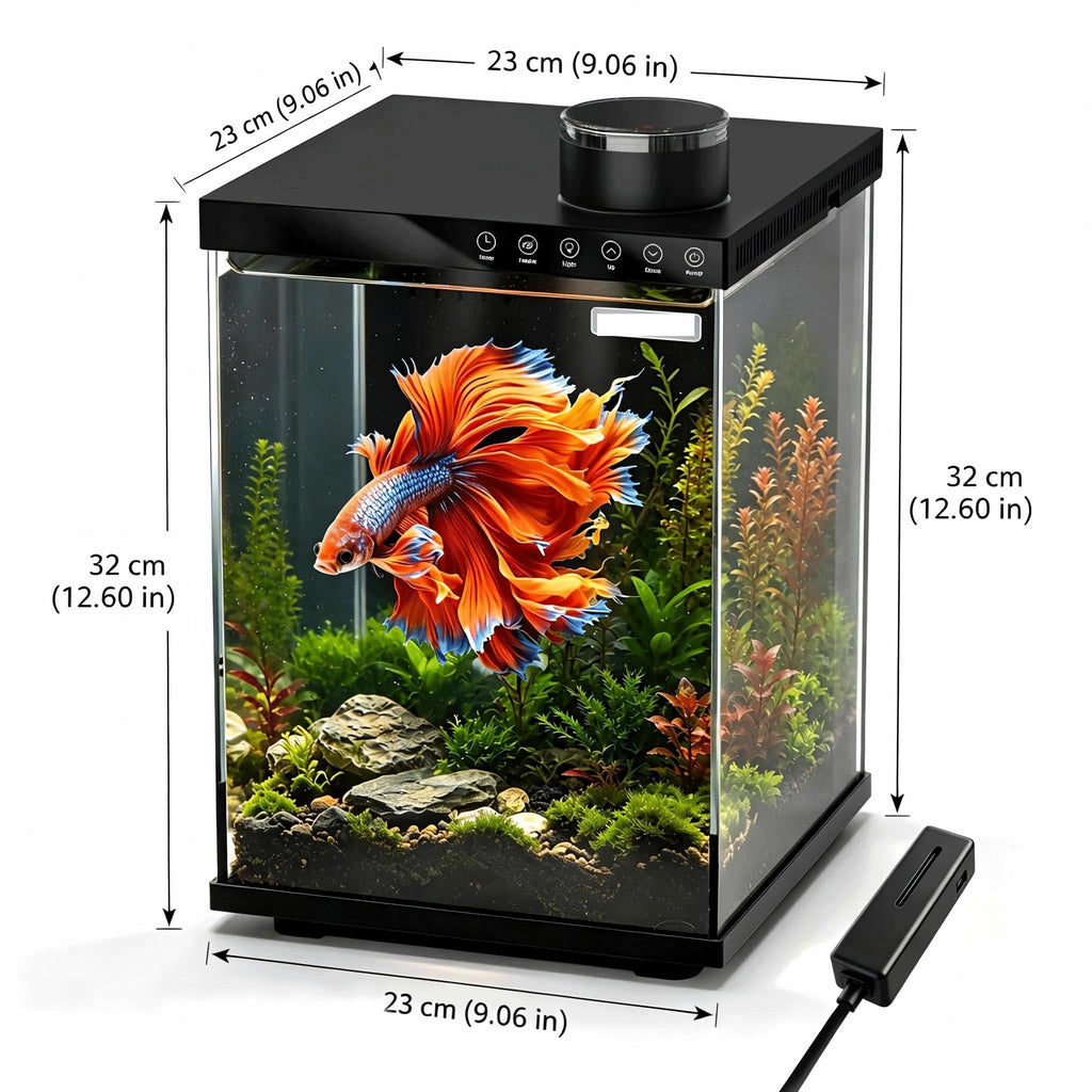 4 Gallon Ultra-Clear Glass Aquarium Kit with Auto Feeder C137137