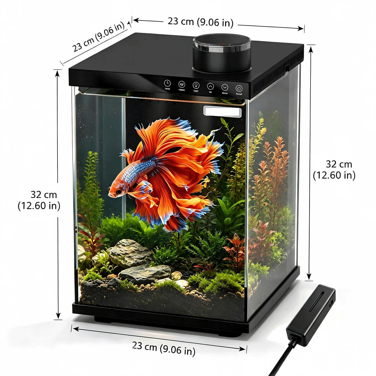 4 Gallon Ultra-Clear Glass Aquarium Kit with Auto Feeder C137137
