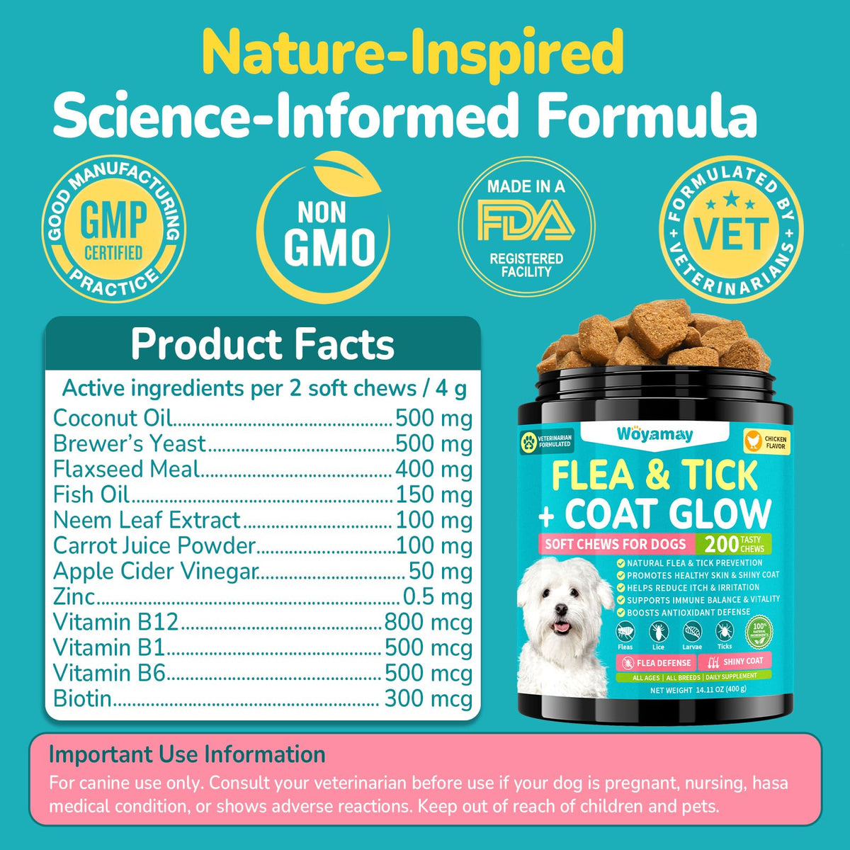 Soft Chews Chicken Flavor Flea and Tick Prevention for Dogs W460243