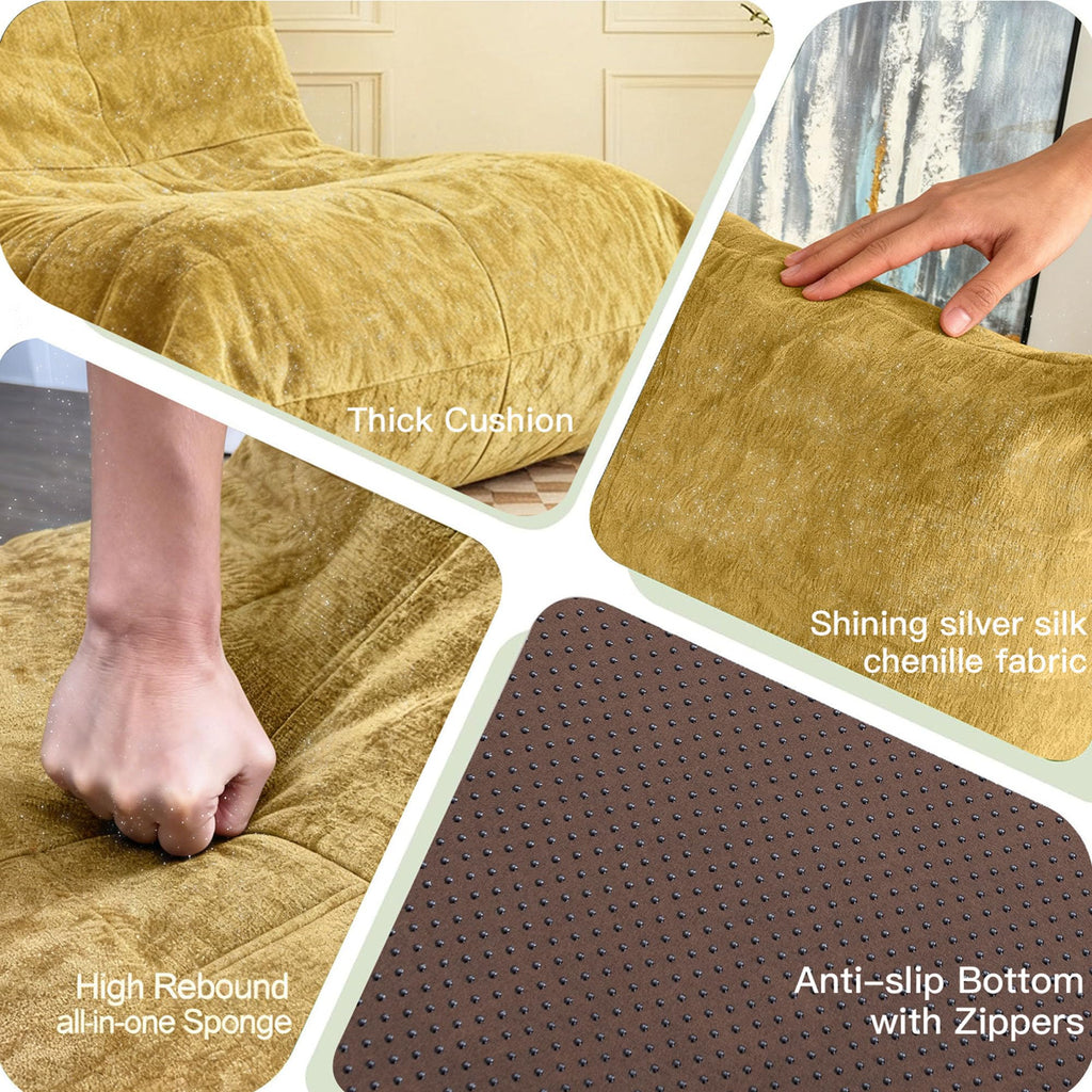 Yellow Bean Bag Chair with Memory Foam K2131