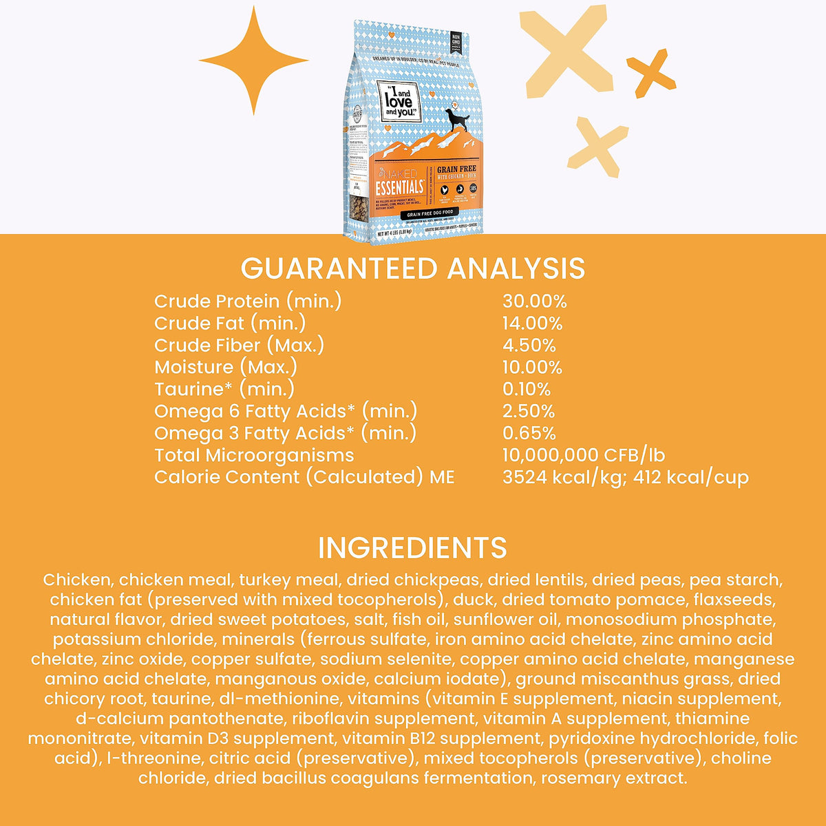 Chicken Duck Dry Dog Food 4lb Bag P88450